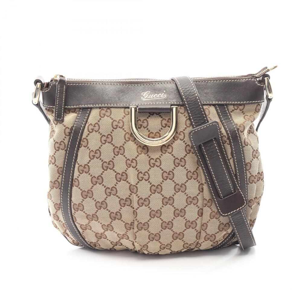 Gucci Abbey GG Canvas Shoulder Bag Leather Beige Brown